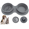 Pet Slow Food Anti-Choking Dog Bowl Folding Anti-Vomit Double Food Portable Dog Bowl Licking Plate Slow Food Pad Pet Plate