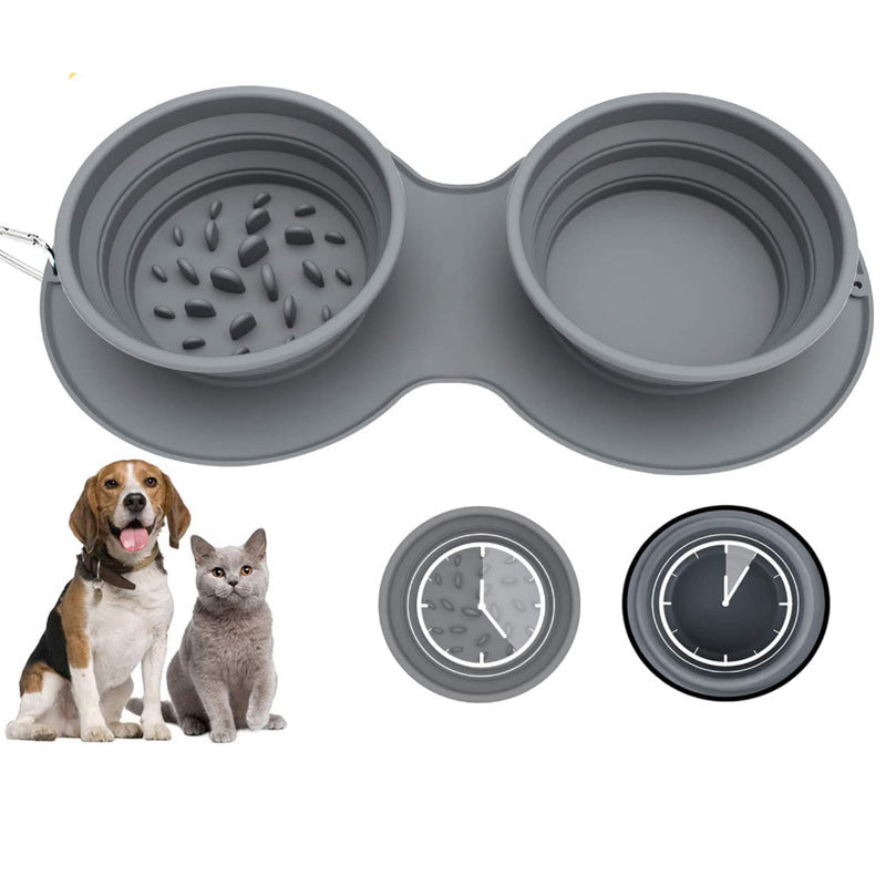 Pet Slow Food Anti-Choking Dog Bowl Folding Anti-Vomit Double Food Portable Dog Bowl Licking Plate Slow Food Pad Pet Plate