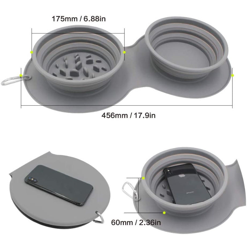 Pet Slow Food Anti-Choking Dog Bowl Folding Anti-Vomit Double Food Portable Dog Bowl Licking Plate Slow Food Pad Pet Plate