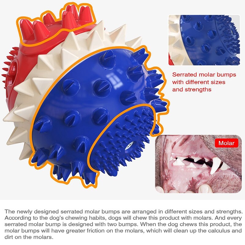 Dog Toy Rubber Ball Chew Dispenser Leakage Food Play Ball Interactive Pet  Teething Training