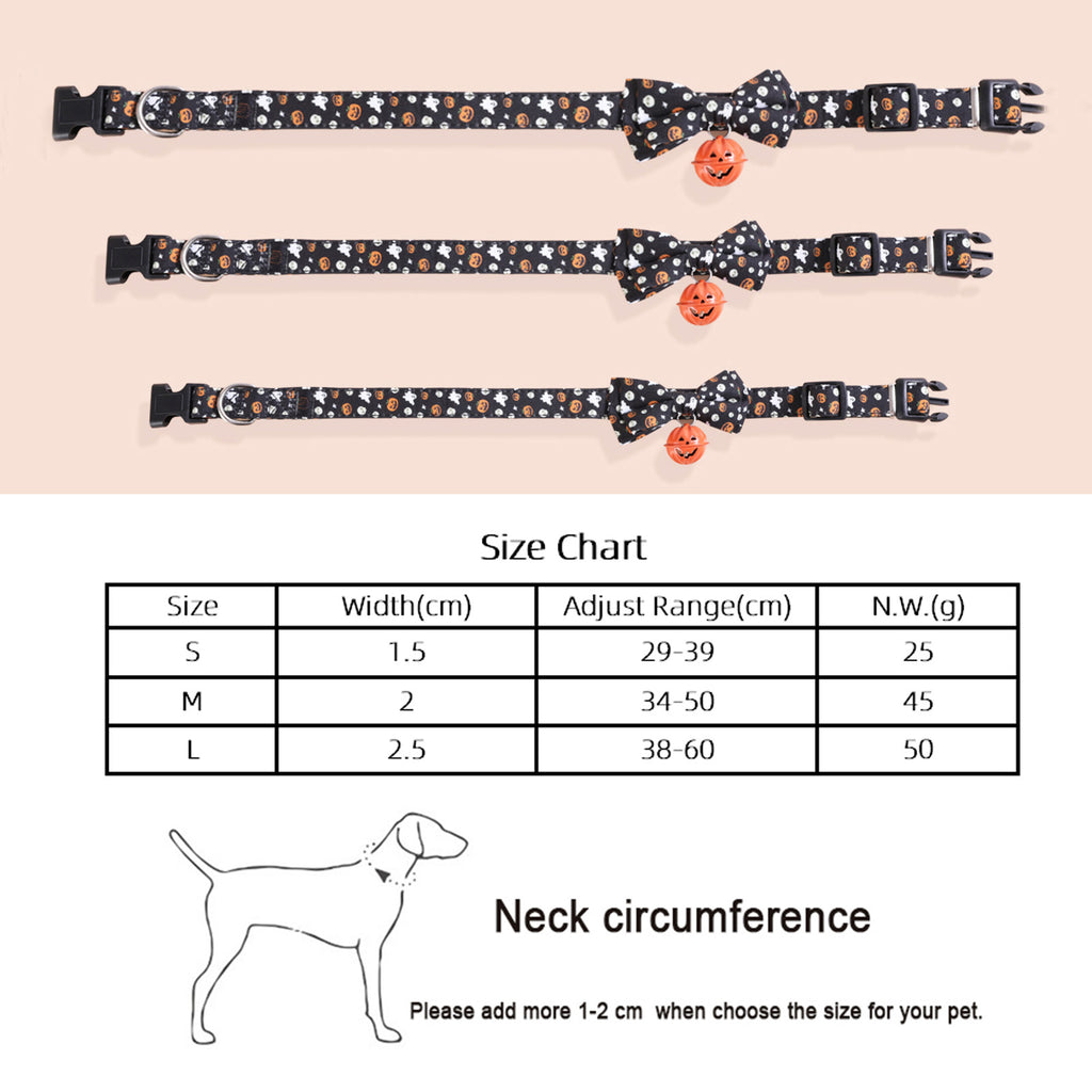 Halloween Pet Collars Dog Collars Festive Collars Leash Pumpkin Bells with Smiley Faces