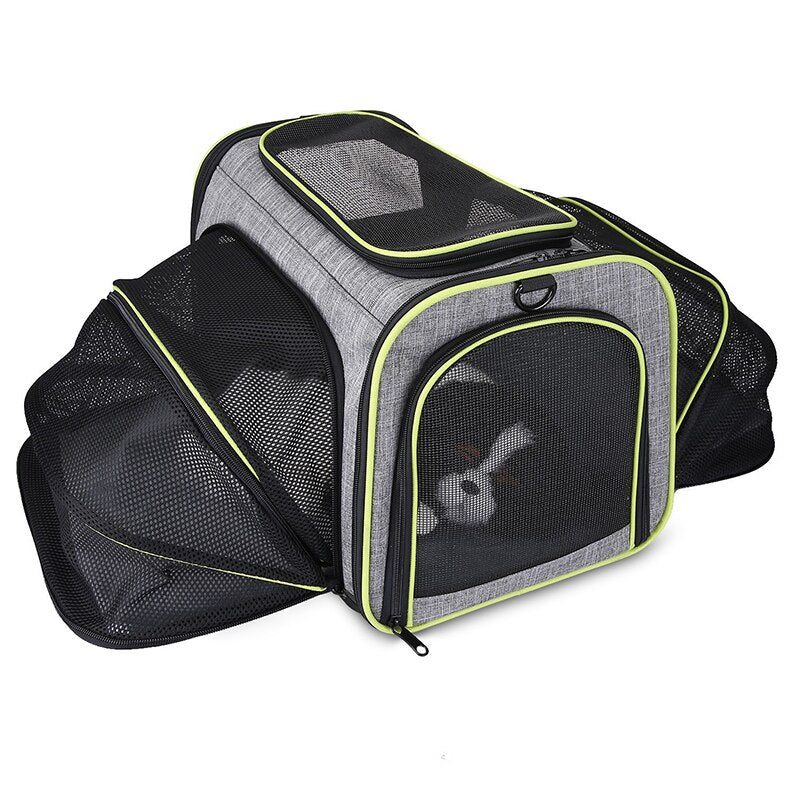 Pet Dog Expandable Carriers Backpack Portable Pet Cat Transport Bag Foldable Mesh Breathable Dog Cat Carriers Car Travel Bag