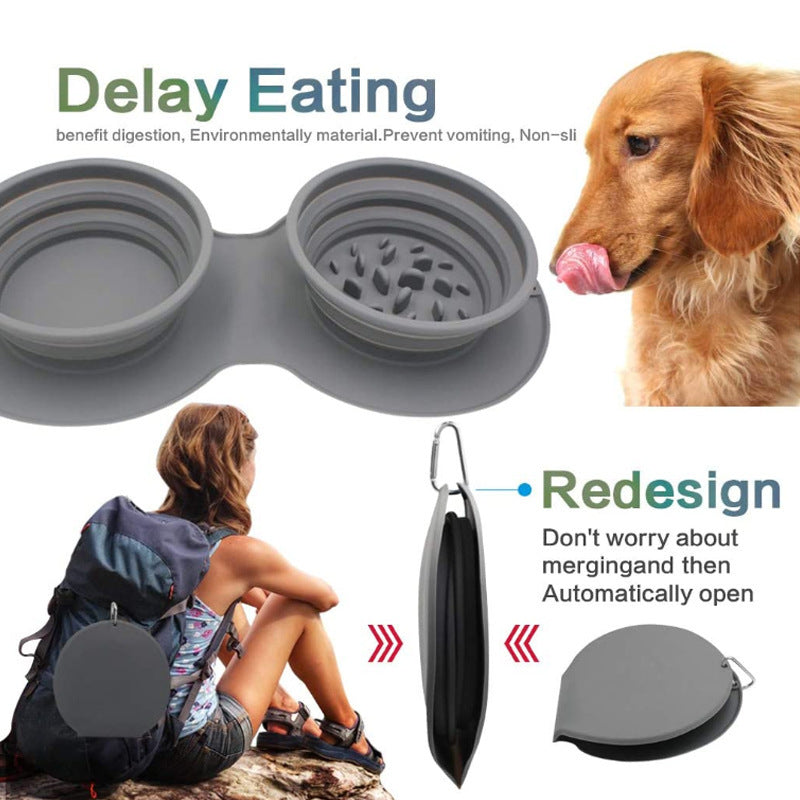 Pet Slow Food Anti-Choking Dog Bowl Folding Anti-Vomit Double Food Portable Dog Bowl Licking Plate Slow Food Pad Pet Plate