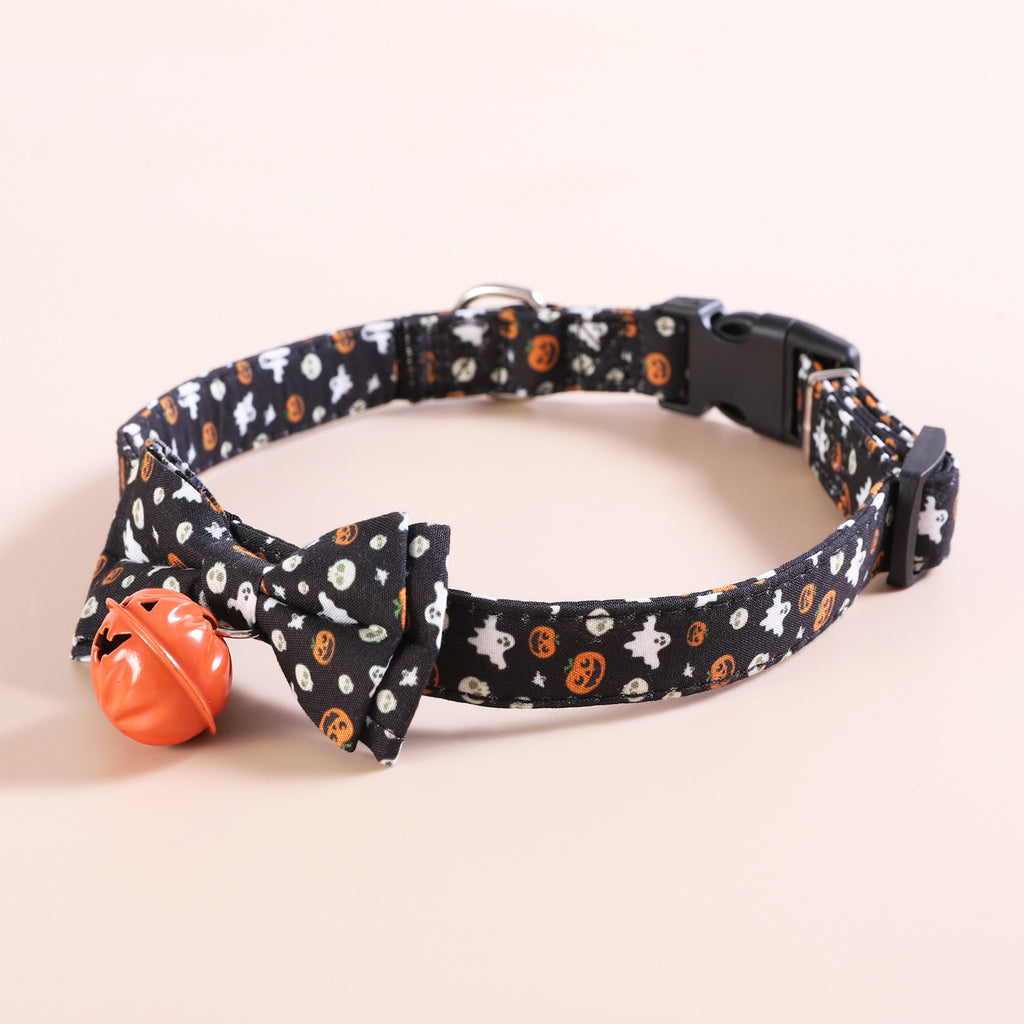 Halloween Pet Collars Dog Collars Festive Collars Leash Pumpkin Bells with Smiley Faces
